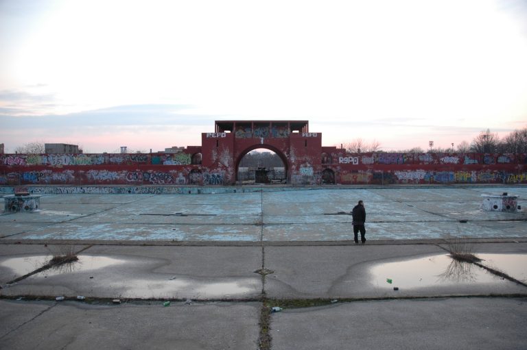 McCarren Park pool, on the Williamsburg-Greenpoint boundary, Brooklyn