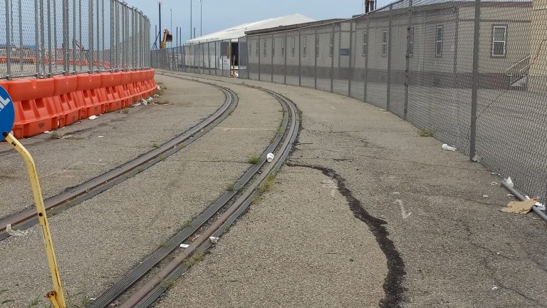 South Brooklyn Marine Terminal in Sunset Park, Brooklyn, during early construction