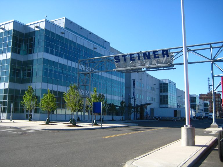 Steiner Studios entrance sign at the Brooklyn Navy Yard