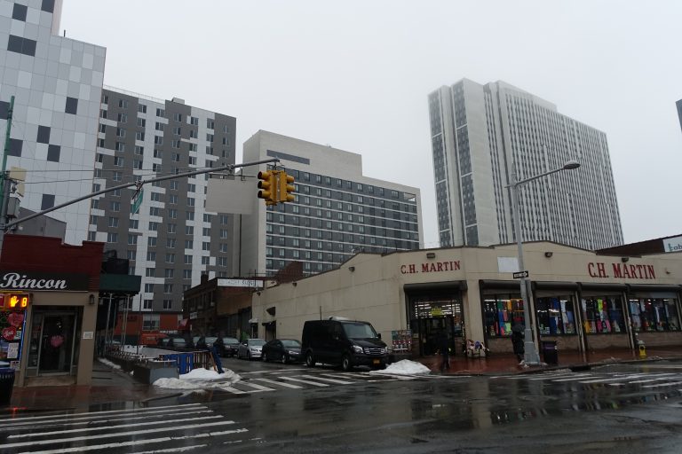 New residential towers rising over Jamaica Avenue at 149th Street in Downtown Jamaica