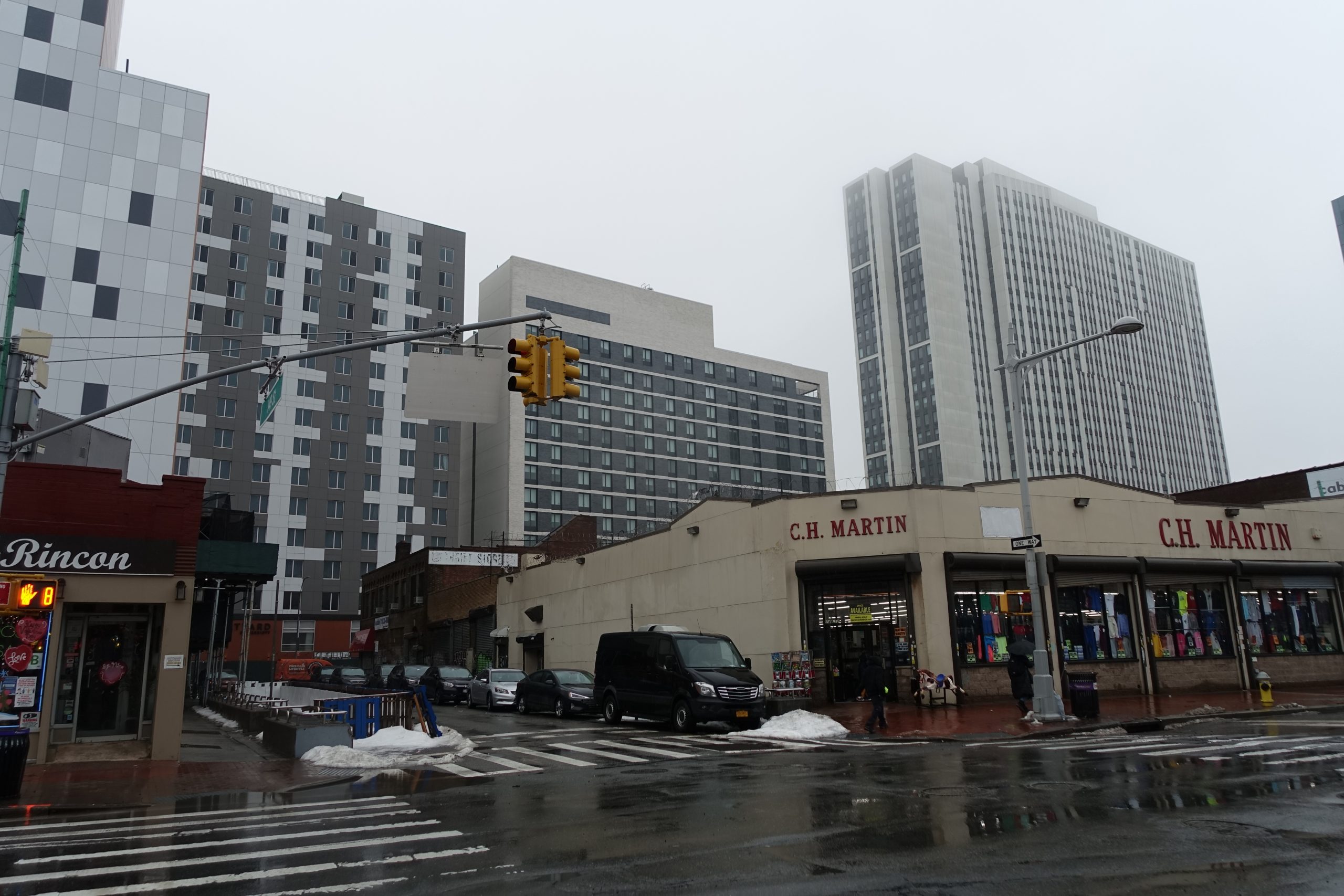 New residential towers rising over Jamaica Avenue at 149th Street in Downtown Jamaica