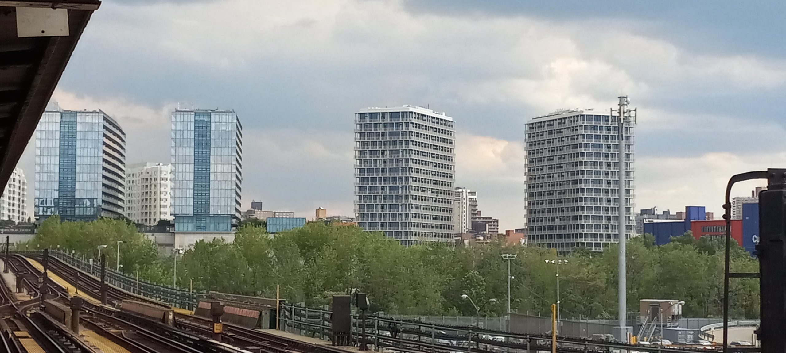 The view from the Mets-Willets Point station toward the towers of Flushing