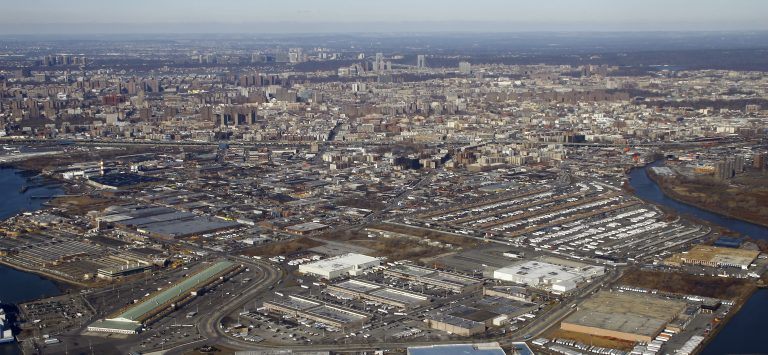 Aerial view of the Hunts Point food markets and the South Bronx