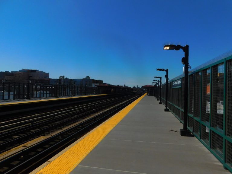 The elevated 82nd Street-Jackson Heights station on the 7 line