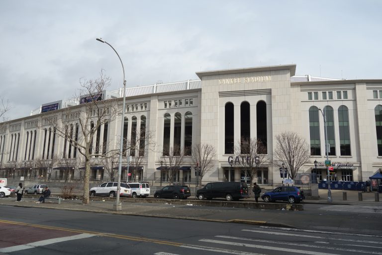 Yankee Stadium seen across East 161st Street in the Bronx