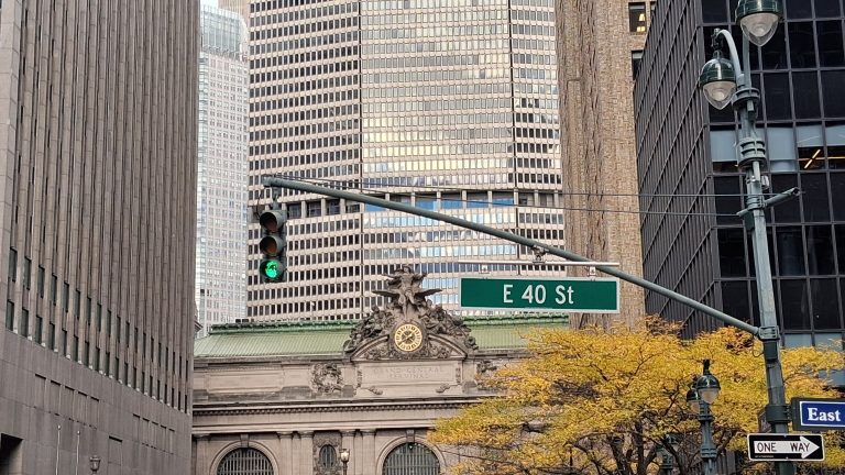 Grand Central Terminal with the MetLife Building behind it, seen from East 40th Street, November 2025