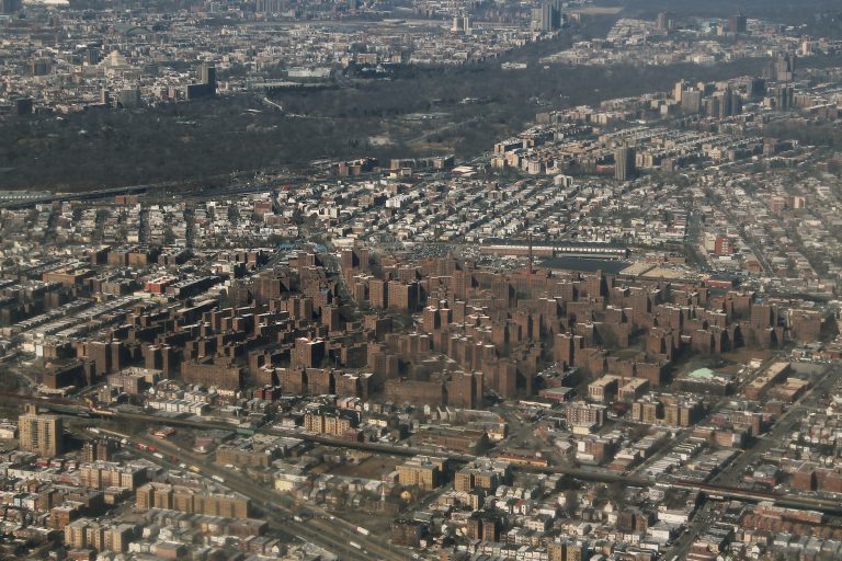 Aerial view of the Parkchester apartment complex in the Bronx