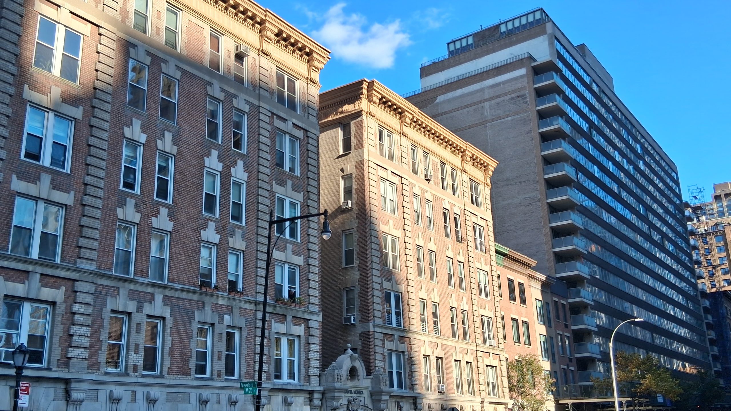 Prewar apartment buildings and a modern tower on the Upper West Side